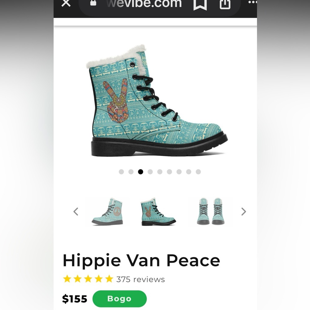 Hippie Van Peace Sign Ankle Boots - Picture 6 of 7